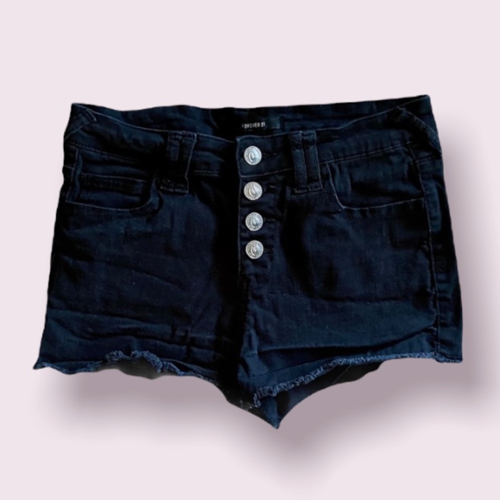 Forever 21 Distressed Black Denim Shorts